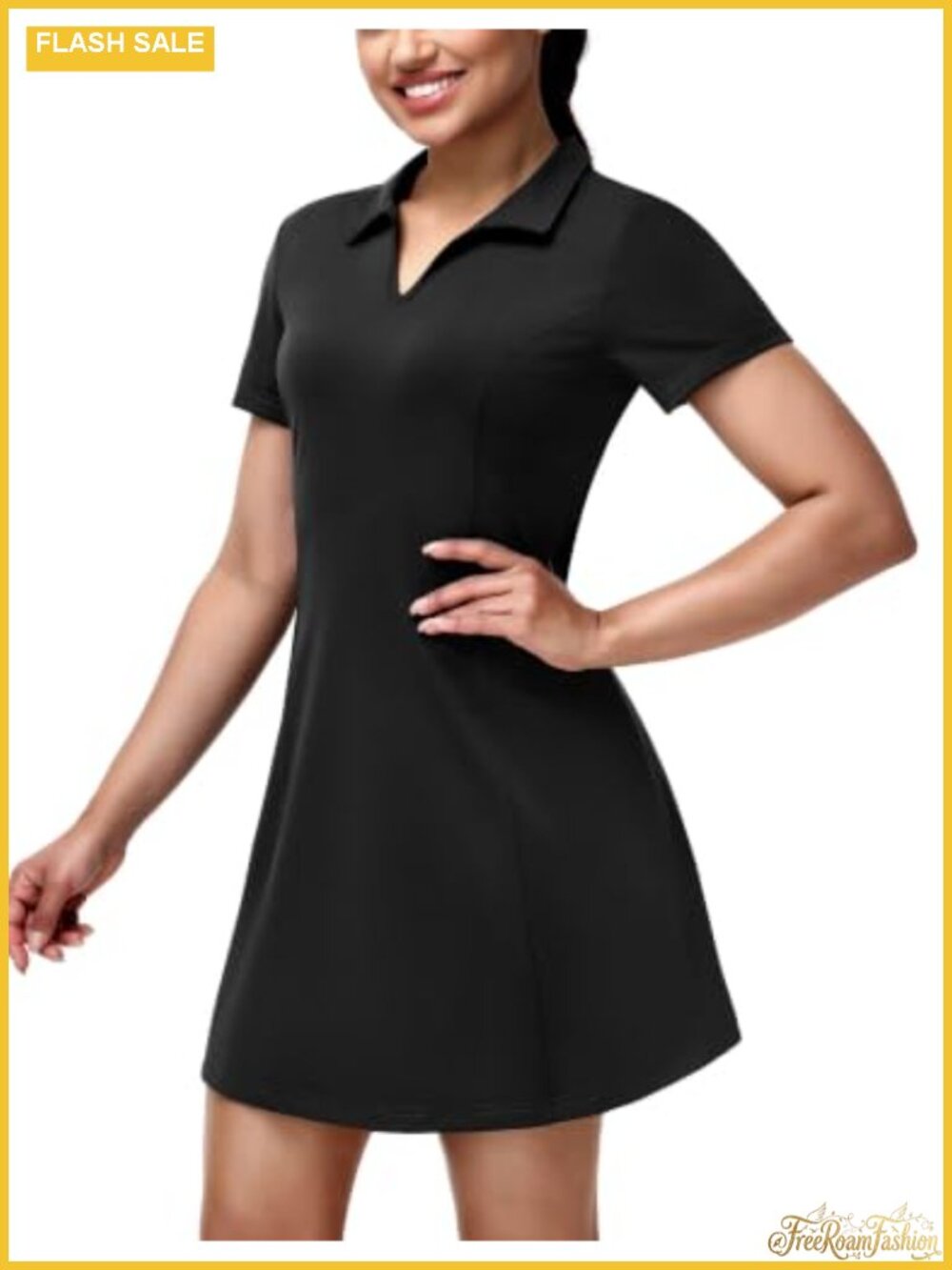 Women's Golf Dress V-Neck Short Sleeve Athletic Sports Outfit